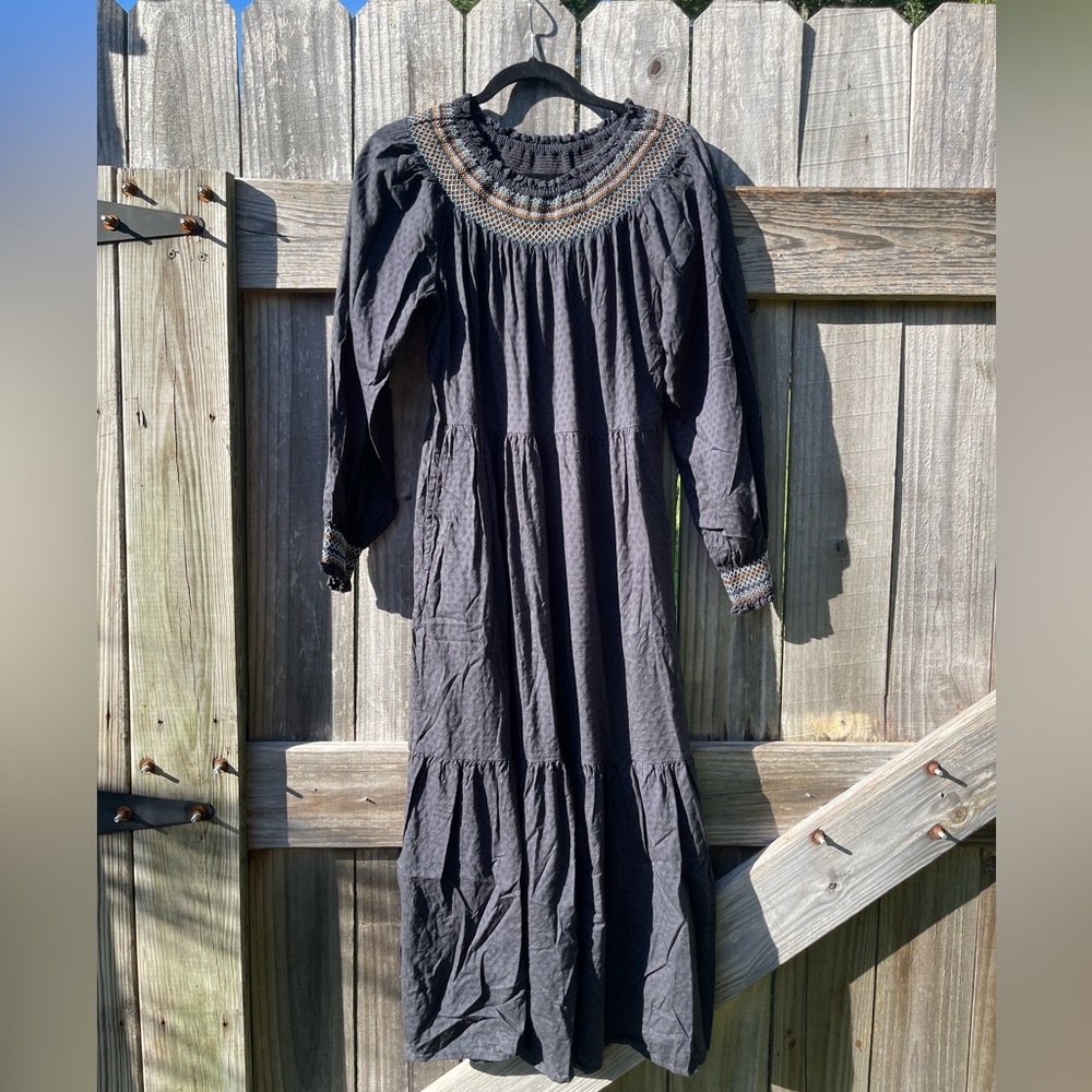 Universal Thread Black Maxi Embroidered Dress Size XS